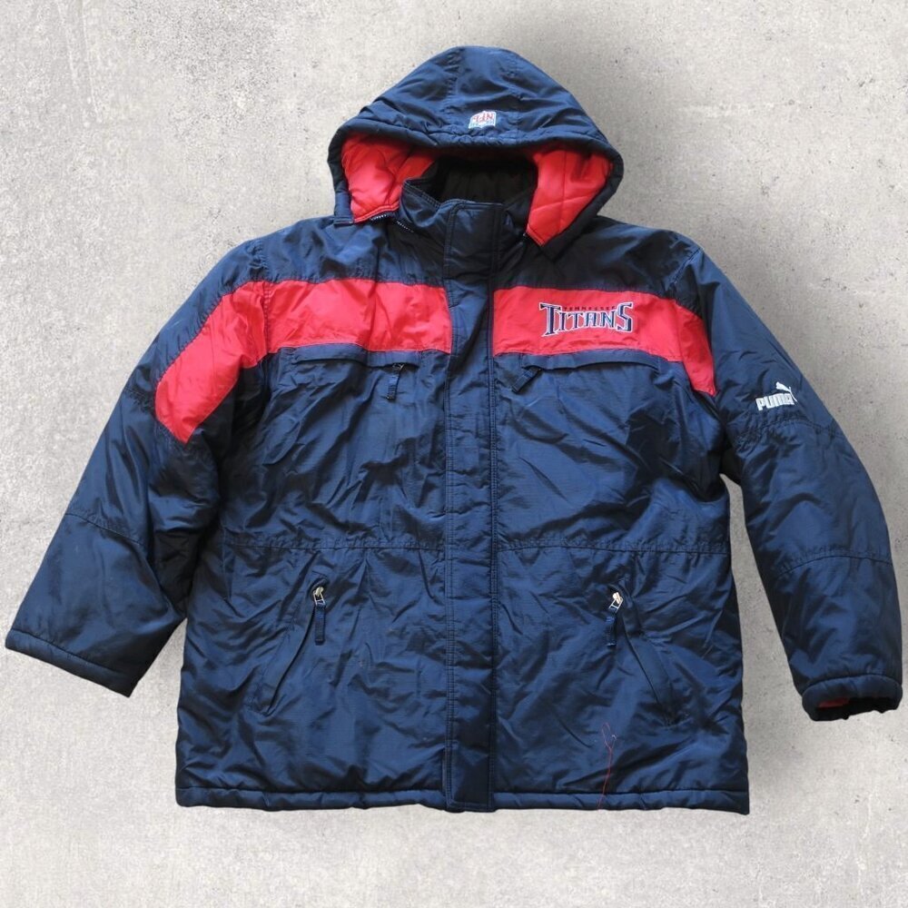 Tennessee Titans NFL Football Puma Jacket Coat Insulated Zip Off Hood Men's XL